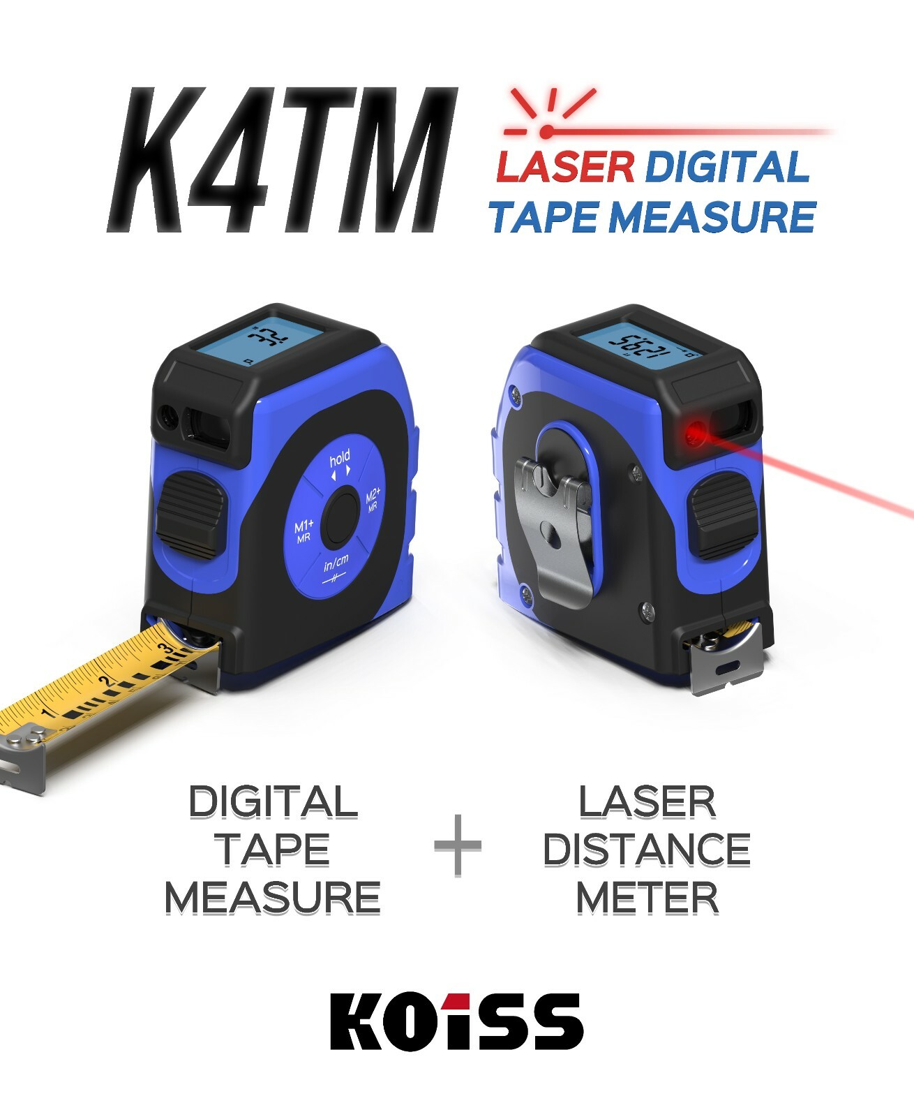 KOISS 2in1 laser digital tape measure screen backlight eBay