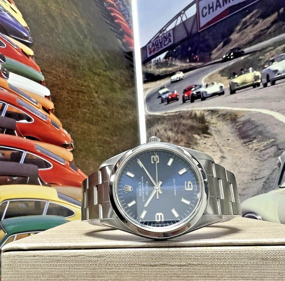 Mens Rolex Oyster Perpetual Air King Precision 14000 Blue Dial Watch Circa 1999 - Image 2 of 4