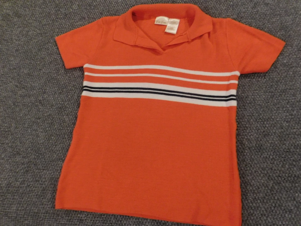 Blusa Bobbie Brooks Mujer Pequeña Naranja Rayas Jersey Foto 2 de 4