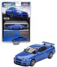 Mini GT 1:64 Nissan Skyline GT-R (R34) V-Spec Bayside Blue Diecast Car MGT00759