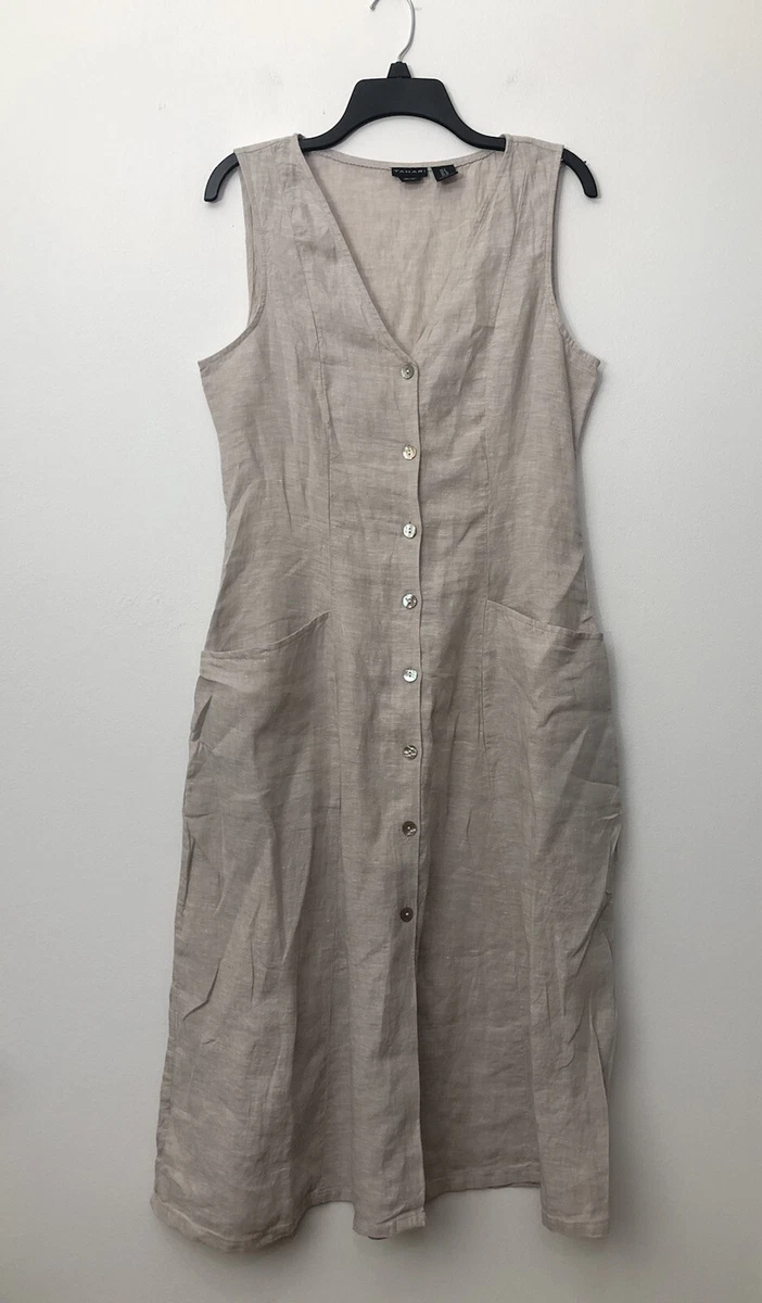 Tahari button front linen dress sales