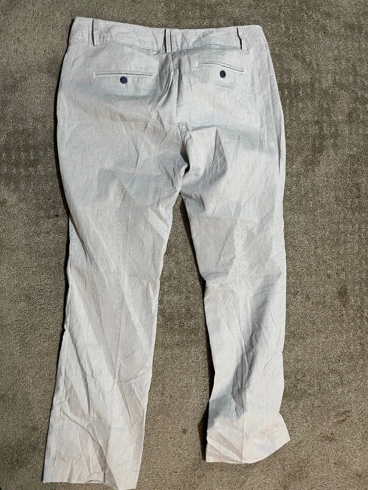 Calça feminina Kenar listrada azul e branca tamanho 12 - Imagem 3 de 4