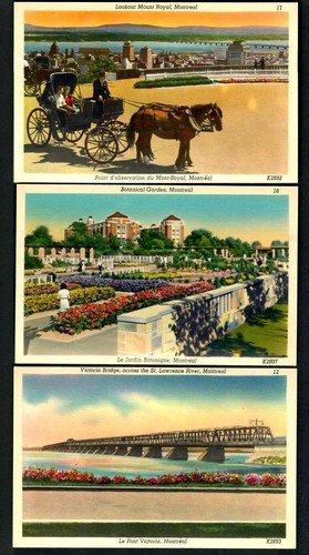 #785n Montreal (3) Pcs Victoria Bridge, Lookout, Botanical Garden, Unused Linen - 第 1/2 張圖片