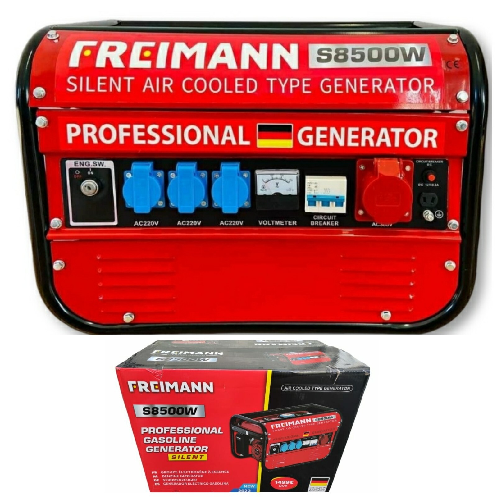 5 5 Ps Benzin Stromerzeuger Stromgenerator Notstrom Aggregat Mega Professional Strom-Generator S8500W Benzin Leise 4-Takt Stromerzeuger