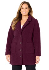 Catherines Women's Plus Size Teddy Bear Sherpa Trench Coat
