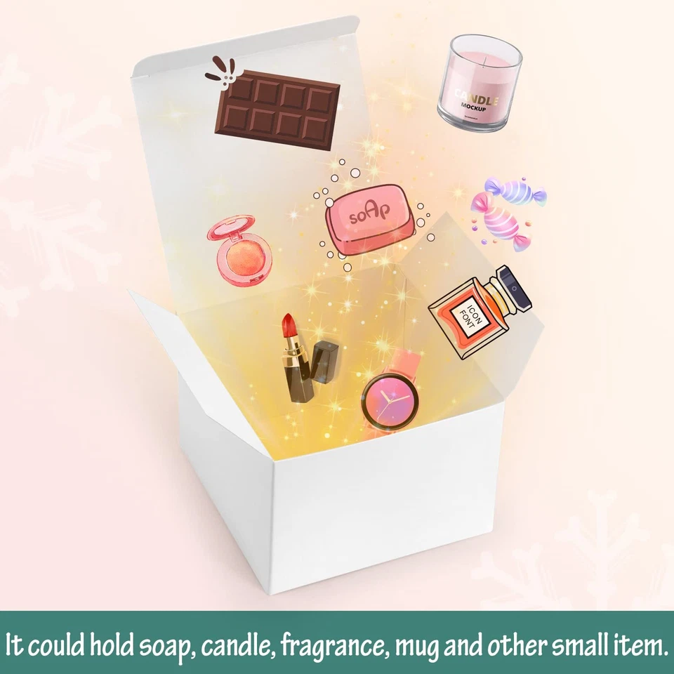 20 PÇS 5x5x3,5" caixas de presente brancas tampas presentes dama de honra papelão de casamento - Imagem 4 de 4