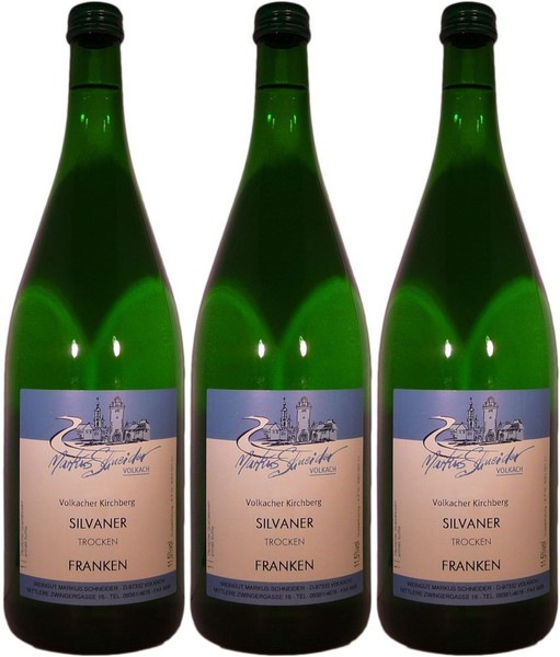Volkach Kirchberg Silvaner Saftig Trocken Fruchtig 1000Ml 3Er Pack-image