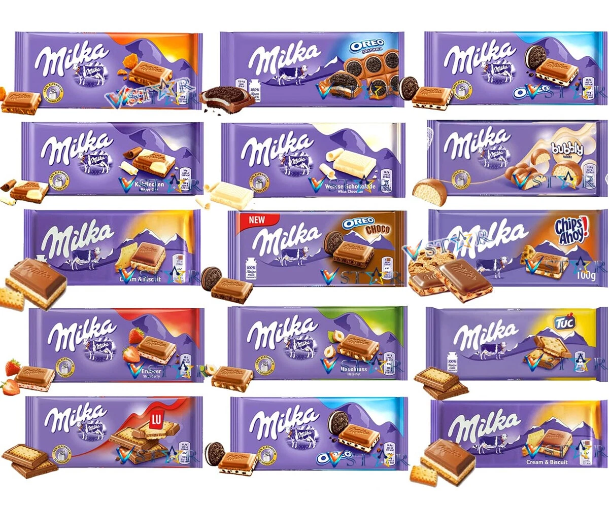 Milka Chocolate Bars Variety Mix Flavours Daim Cow Oreo Bubbly