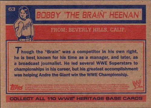 2012 Topps Heritage WWE #63 Bobby The Brain Heenan Manager - Picture 2 of 2