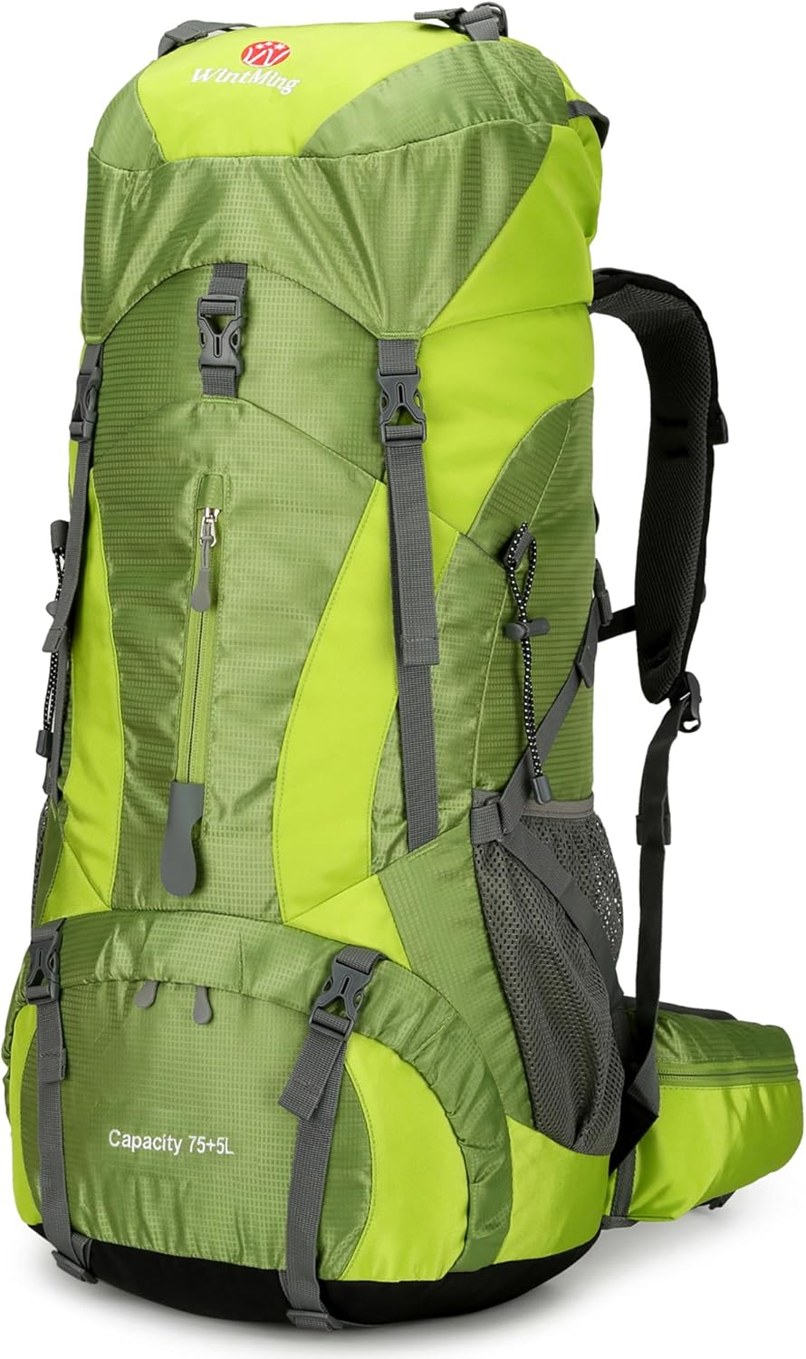 Wintming 75L Hiking Backpack with Rain Cover Waterproof Camping Backpack Shoes W