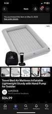 Hugbino Inflatable Toddler Travel Bed - Kids Air Mattress w Hand Pump - Portable