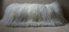 Mongolian Lamb Pillow White Natural Tibet real genuine fur cushion with insert