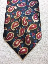 WEMBLEY MENS TIE 3.75 X 58 BLACK WITH BLUE AND RED, NWT