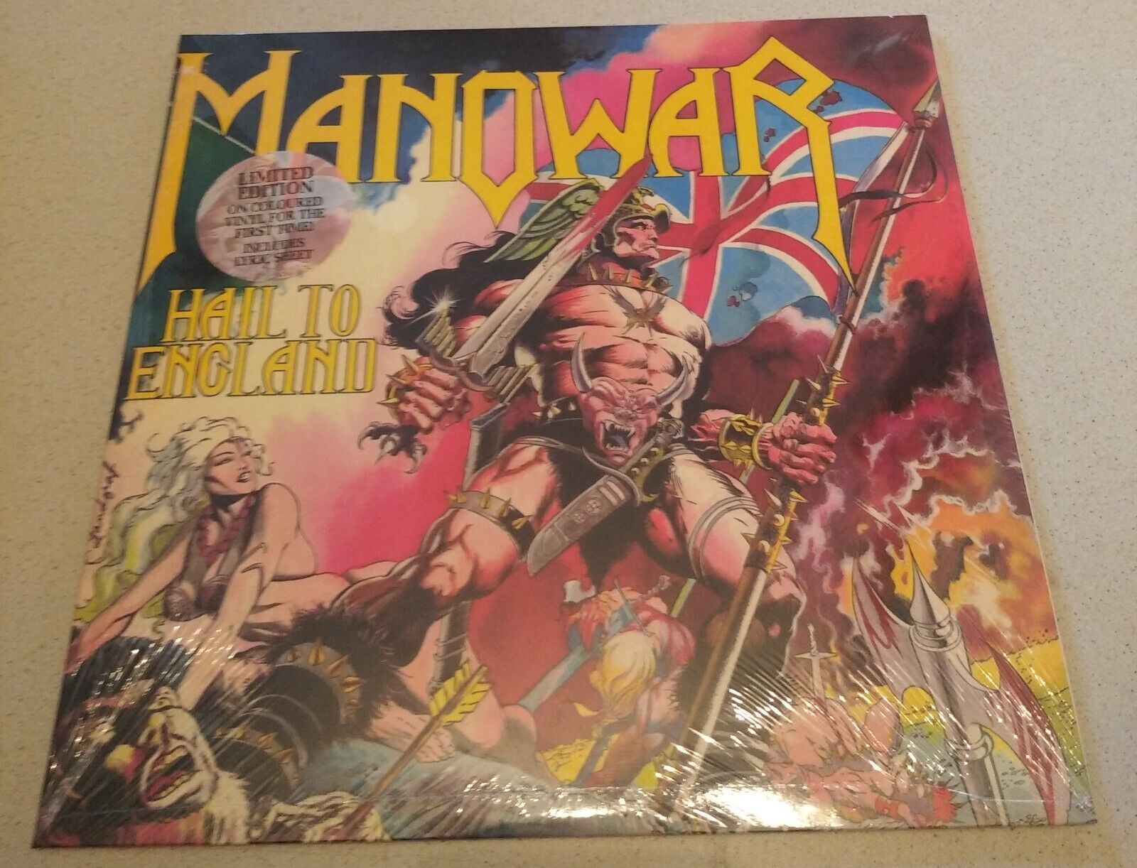 MANOWAR - Hail to England, RARE COLOURED VINYL, Limited Edition Reissue LP 2023