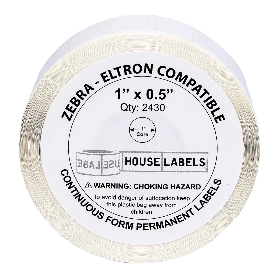 ZEBRA / ELTRON 1x0.5 (1" x 1/2") Direct Thermal Labels - (10) Rolls of 2430 - Image 2 of 4