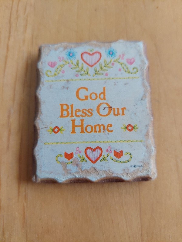 Damaged Wooden God Bless Our Home Magnet
