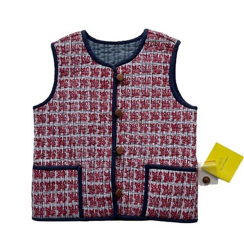 Roller Rabbit Vest Unisex Kids Small size 4Y Red Gatito Cat Reversible Quilted - Picture 6 of 11