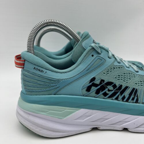Hoka One One Bondi 7 Women Size 6 D Wide Blue Running Shoes Sneakers - Picture 3 of 17