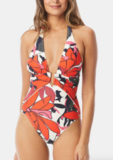 Vince Camuto Multicolor Printed Plunging One-Piece Swimsuit L49637 Size 6