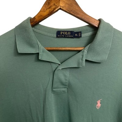 Polo Ralph Lauren Short Sleeve Golf Polo Shirt Size XL Green Pink Pony Logo