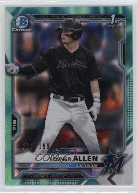 2021 Bowman Draft Chrome Aqua Lava Refractor 111/199 Tanner Allen #BDC-165 0z8v