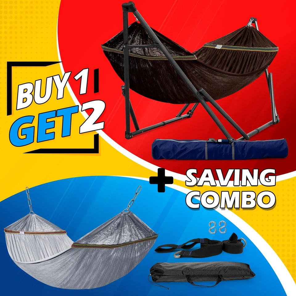 Hamaca Universal con Soportes Electroestático Recubierto Acero, Ajustable Plegable... Foto 2 de 4