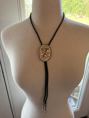 Crumrine Adult Western Bolo Tie Sterling Silver Plated Gold Studs Bottom