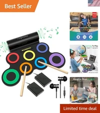 Portable 7-Pad Electronic Drum Set with USB MIDI & Headphones - Perfect for Kids