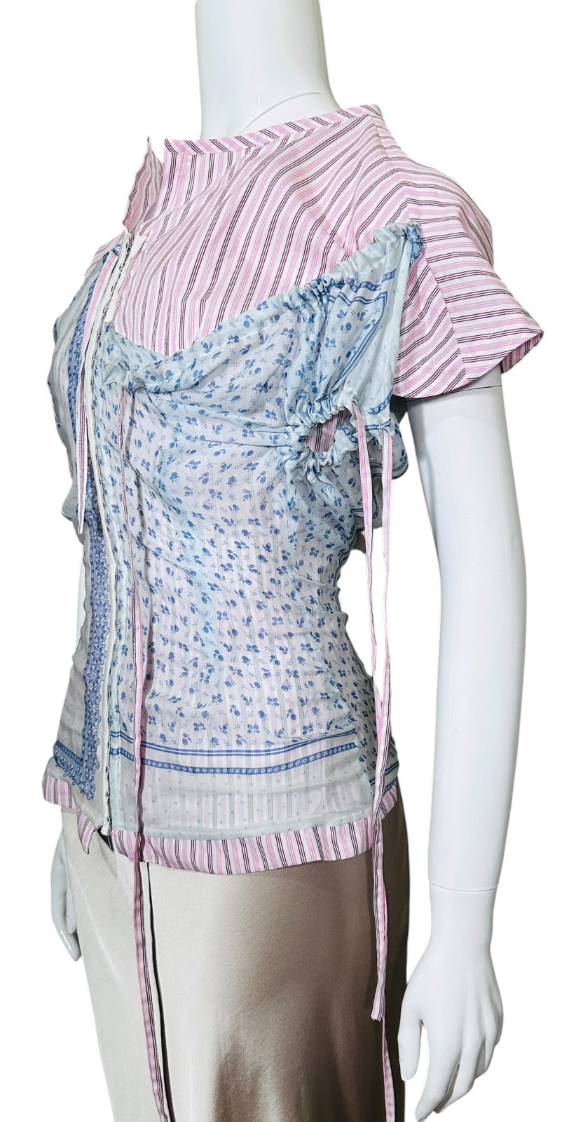 RAVE REVIEW Striped and Floral Print Thea Corset Top Silk Cotton Size fit XS/S image 3