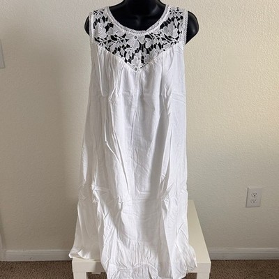 NWT Knox Rose White Sleeveless Lace Yoke Dress 1X