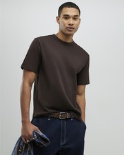 River Island Mens T-Shirt Brown Regular Fit Crew Neck Short Sleeve Tee Top