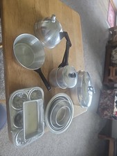 Vintage Mid Century Children's Aluminum Bakeware, Pots, Pans Toys