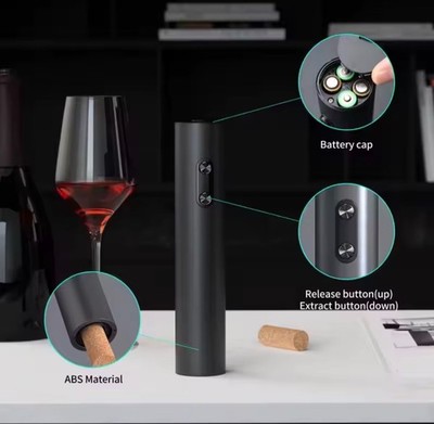 Electric Wine Bottle Opener Automatic Corkscrew Battery Operated One Touch Open