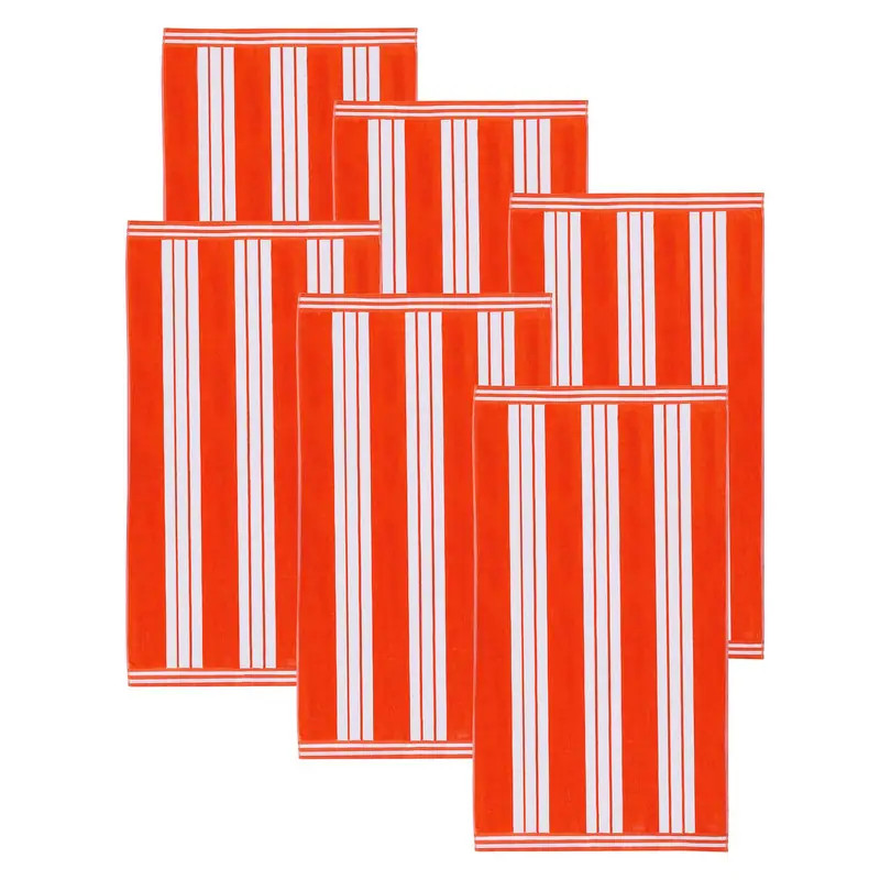 Luxury Oversized Striped Cotton Beach Towel Set - 6 Pack