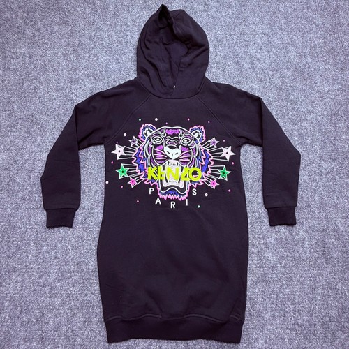 Kenzo Kids Black Tiger Star Embroidered Hoodie Size 10A / 140 NEW