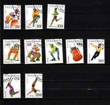 Tansania (1993+1994), Lot mit 10 versch. Werten, gestempelt / used