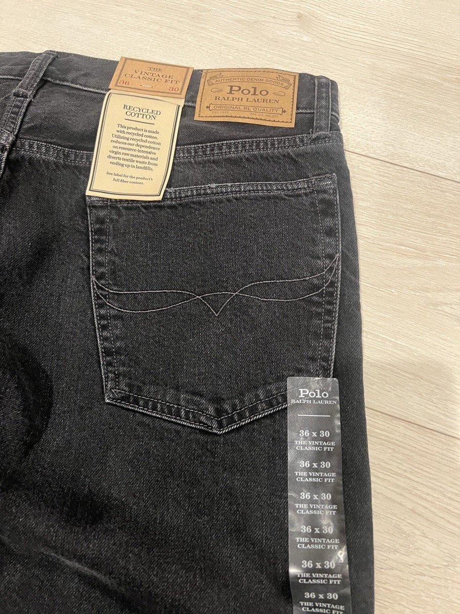 Polo Ralph Lauren Vintage Classic Fit PRL Black Wash Jeans 36 X 30