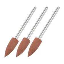 3pcs 80# Abrasive Mounted Stone 1/4 Shank 1/9 Dia Point Stone Grinding Head -
