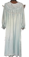 Vintage Eve Stillman L blue Satin Nightgown Granny cottage core