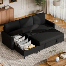 Pull Out Couch, Convertible Sleeper Sofa Bed with Storage, L-Shaped Sofa Bed wit