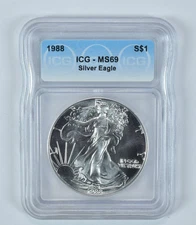 1988 American Silver Eagle MS69 ICG
