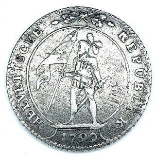 SWITZERLAND Helvetian Republic 5 Batzen 1799 S Silver VERY SCARCE