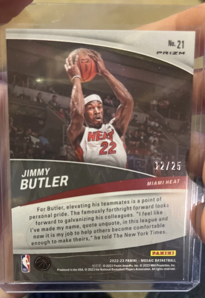 2022-23 Panini Mosaic Basketball Jimmy Butler Orange Fluorescent Prizm /25 - Image 2 of 2