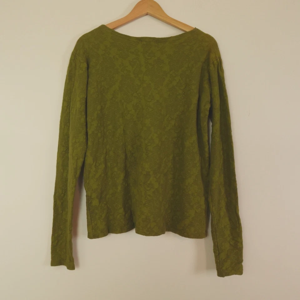 Топ женский Krista Larson один размер темно-зеленый текстурированный цветочный жаккардовый Lagenlook - Изображение 2 из 4