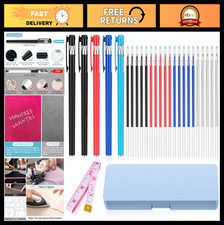 "Fabric Markers  Heat Erasable Pens Set - 5 Pens  20 Refills for Sewing  Quil
