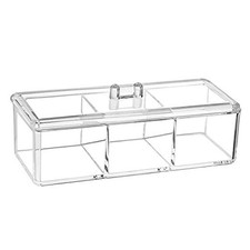 Plastic Drawer Organizer, Clear Acrylic 3 Compartment 9.17x3.7x3.46 Inches