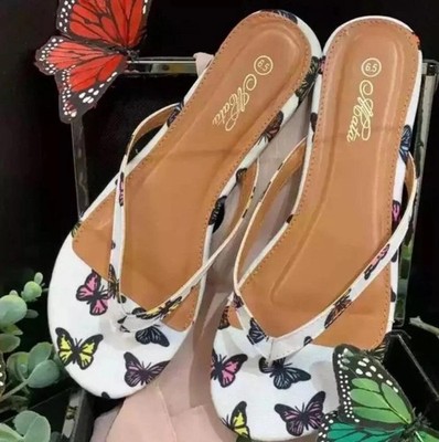 Multicolor Butterfly Flat Summer Sandals 10