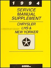 1994 Chrysler Lhs New Yorker Shop Manual Supplement Sunroof Headlights Service