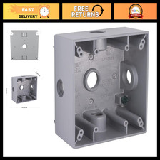 Weatherproof Electrical Box, 2-Gang with 5 Threaded Outlets, Gray Outdoor Use