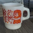 VINTAGE MCM ANCHOR HOCKING FIRE KING SAGITTARIUS MILK GLASS MUG ZODIAC SERIES